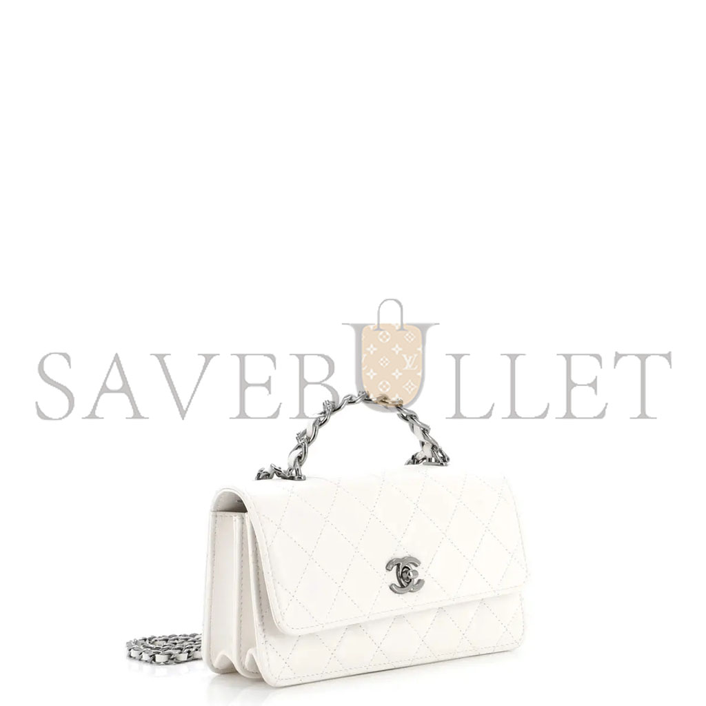CHANEL MASTER WHITE LEATHER HANDBAG (18.5*11*6cm) 